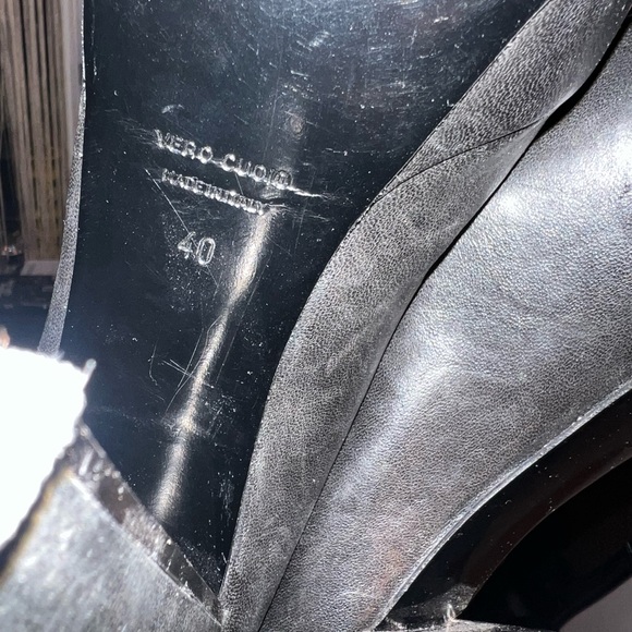 LANVIN black (snakeskin toe) & maroon leather pumps a/ mirrored-inner heel.Sz 40 - Picture 6 of 11